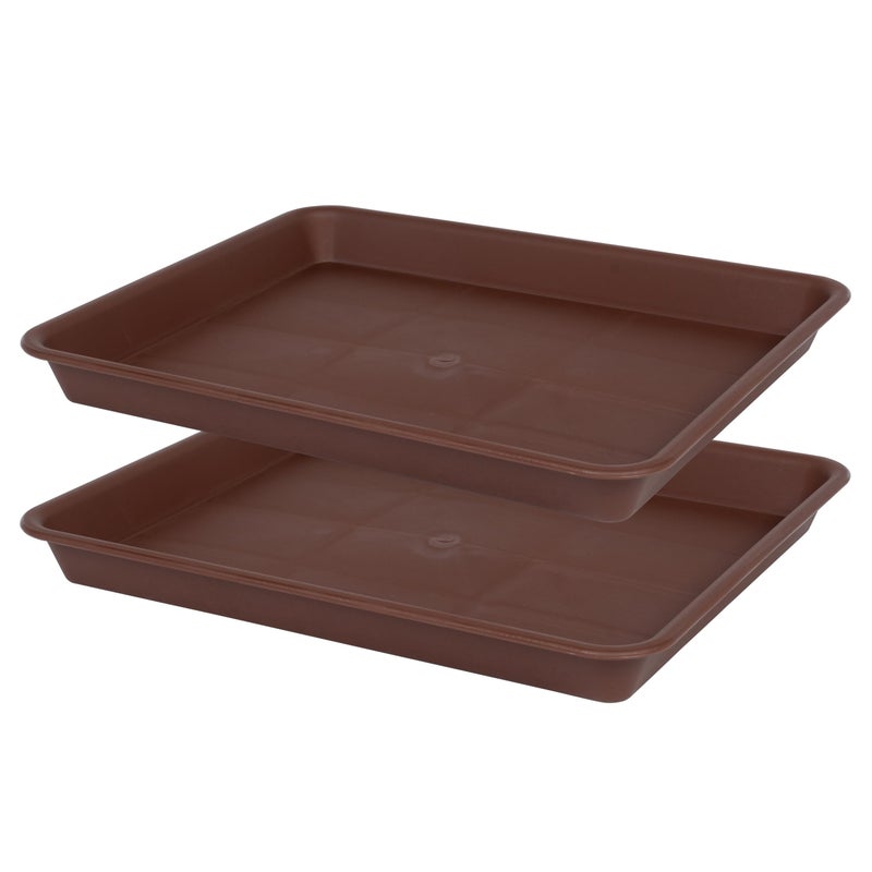 VUWEZ Rectangle Plant Tray  Plant Drip Tray  Plant Pot Saucers  Plant Germination Trays  Plant Saucers  14.5'' x 11'' x 1.5'' (2 pack)  Chocolate - Image 1